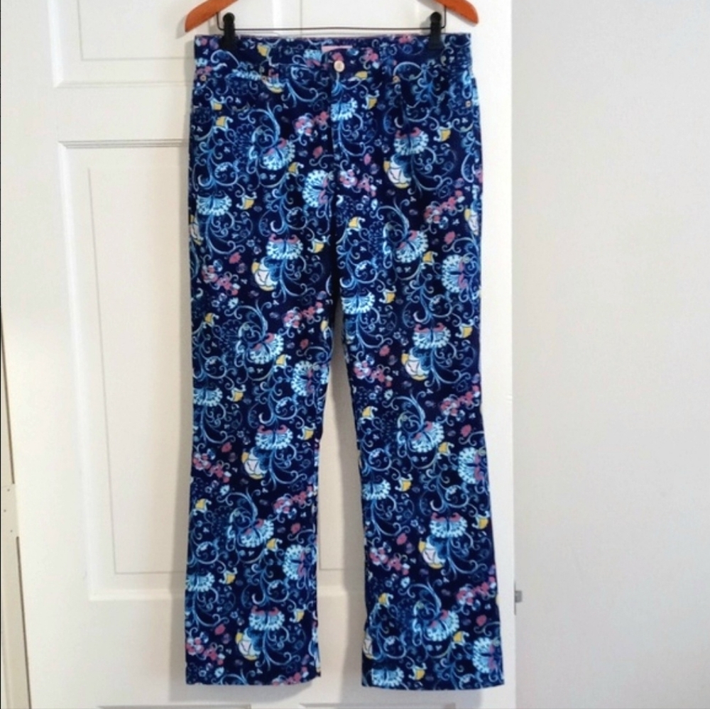 🦋Lilly Pulitzer🦋 - Navy Paisley Main Line Fit Corduroy Pant